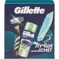 Подарочный набор GILLETTE MACH3 Бритв 1 СмКасс+Гель Д/Бр д/чувКож Алоэ 75мл