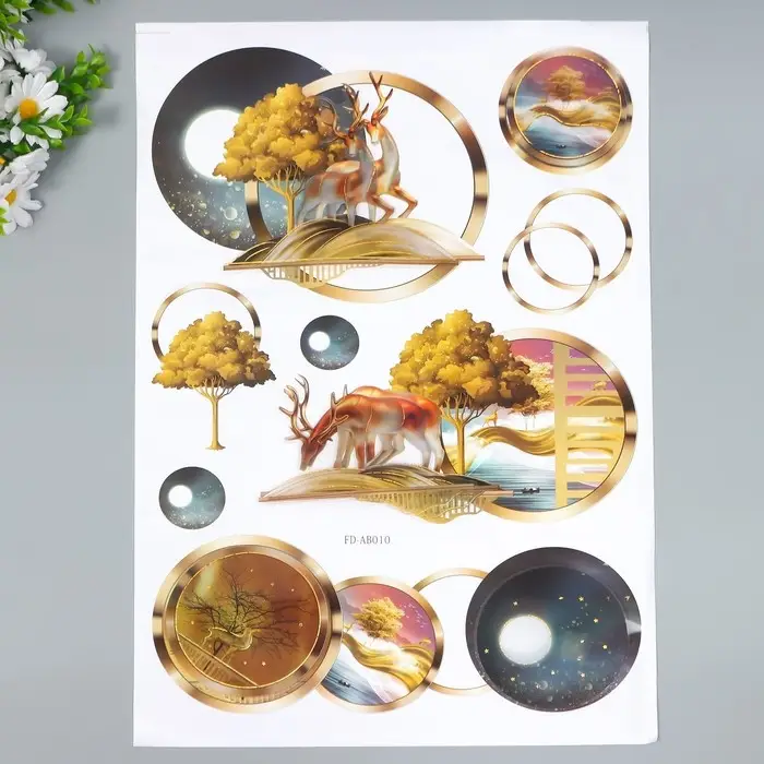 Наклейка пластик интерьерная 3D  Наклейка пластик интерьерная 3D "Лесной олень" 52х35 см