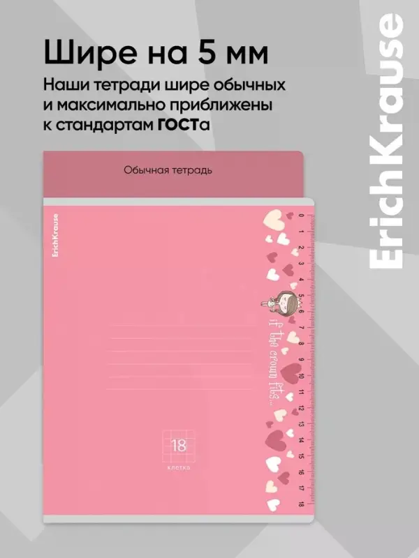 Тетрадь 18 листов в клетку ErichKrause Ruler Magic, 60 г/м&sup2;, обложка мелованный картон, МИКС