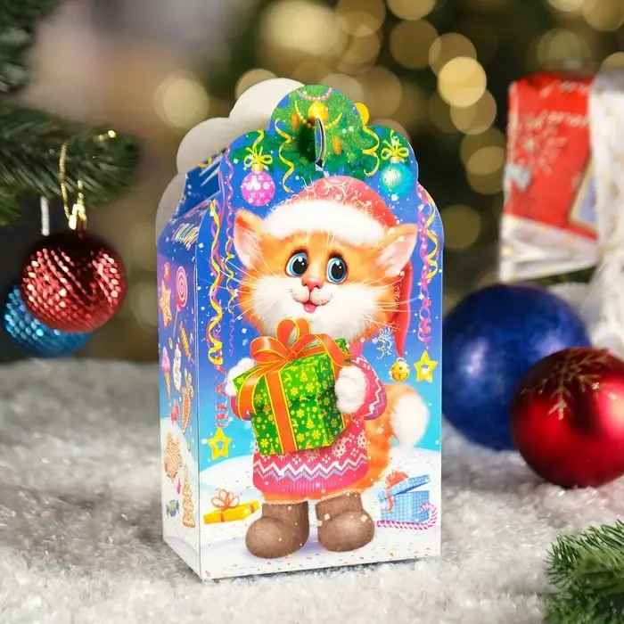 Подарочная коробка "Заяц - Кот", неон, 12×7×23 см