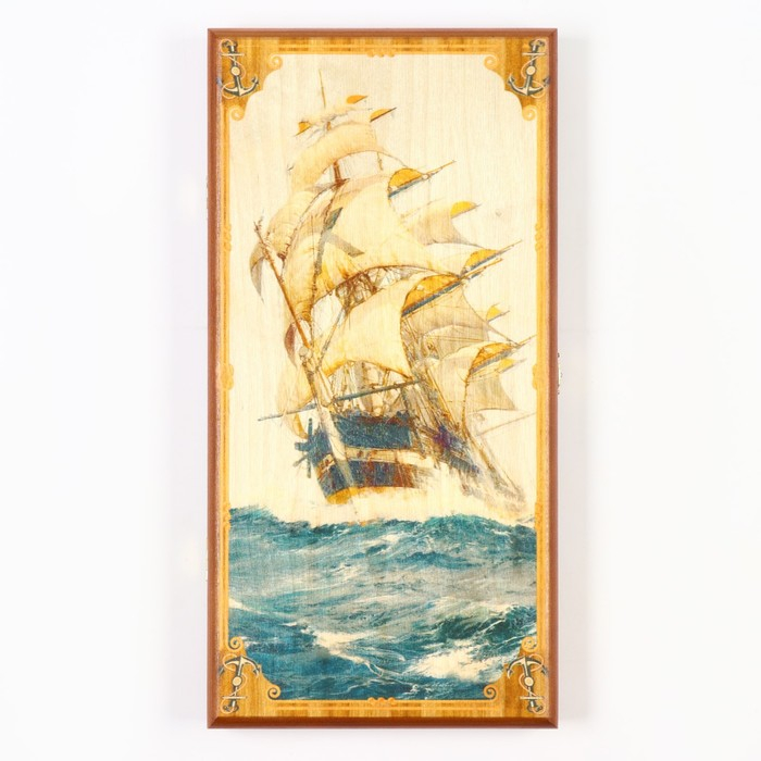 Нарды деревянные большие, настольная игра Нарды деревянные большие, настольная игра "Морские", 40 х 40 см, с шашками