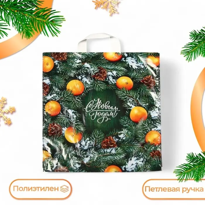 Пакет «Новогодний базар», полиэтиленовый с петлевой ручкой, 42×38 см Пакет «Новогодний базар», полиэтиленовый с петлевой ручкой, 42×38 см