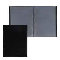 Папка с 10 вкладышами А4, 500 мкм, Calligrata, текстура &laquo;песок&raquo;, чёрная