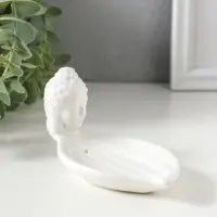 Подставка для благовоний керамика "Голова Будды" белая 12х6,5х6 см