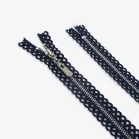 Молния металлическая, №3, неразъёмная, замок автомат, 60 см, тёмно-синяя