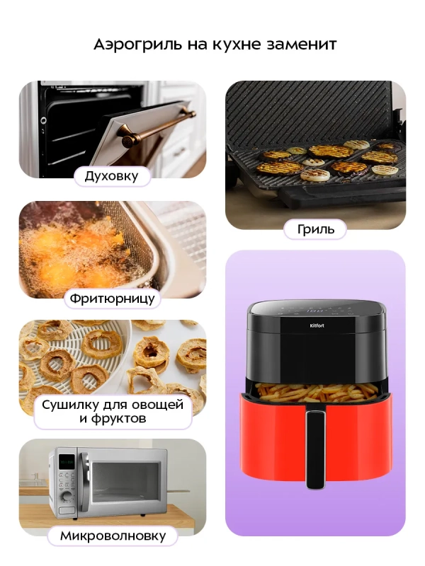 Аэрогриль- сушилка с решеткой КТ-2291 - 5.7 л - 1700 Вт Аэрогриль- сушилка с решеткой КТ-2291 - 5.7 л - 1700 Вт