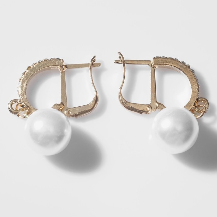 Серьги с жемчугом «Грейс» две бусины, цвет белый в золоте, шар №20 Серьги с жемчугом «Грейс» две бусины, цвет белый в золоте, шар №20