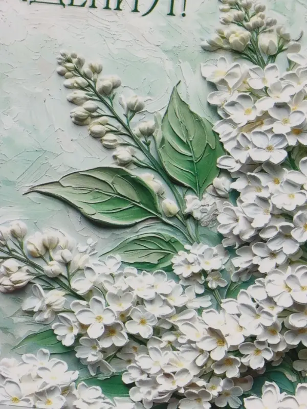 Открытка &laquo;С Днём Рождения!&raquo;, белая сирень, 15&times;15 см