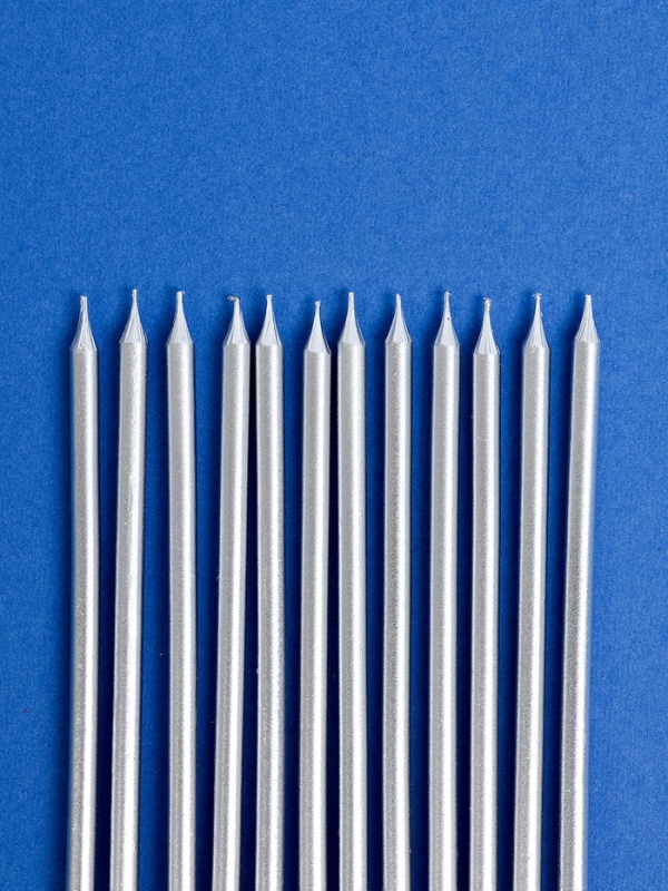 Свечи для торта  Свечи для торта "Ройс", 12 шт, серебристый металлик