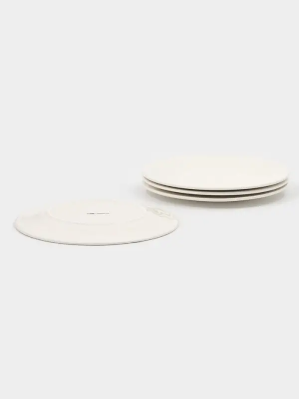 Тарелки обеденные Доляна White Label, набор 4 шт., d=25 см, утолщенный край, фарфор, белые
