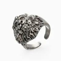 Кольцо &laquo;Перстень&raquo;, лев, цвет чернёное серебро, безразмерное