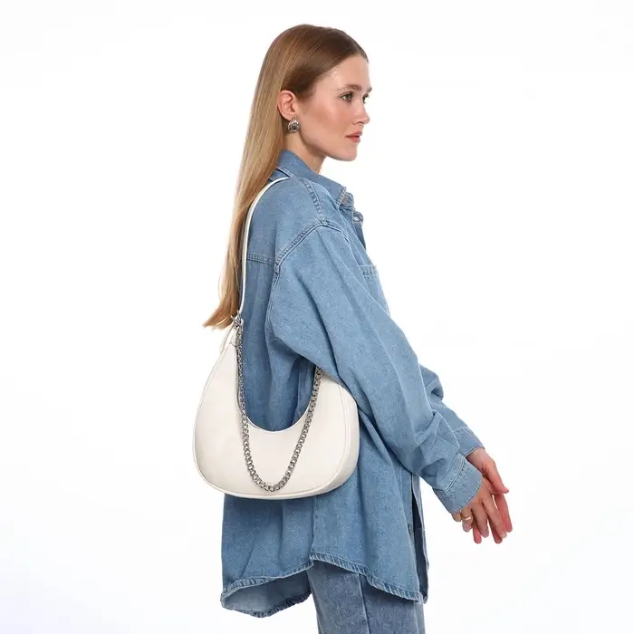 Сумка женская багет TEXTURA на молнии, 28&times;7&times;26 см, молочная