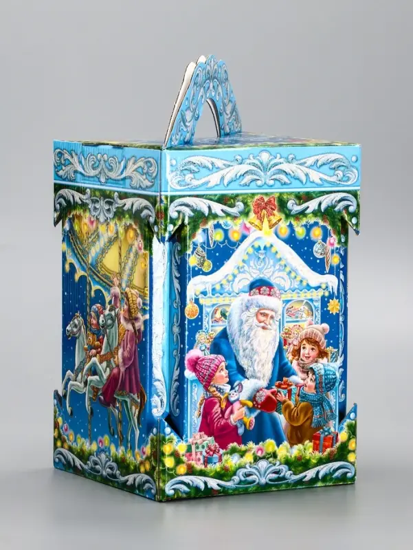 Подарочная новогодняя коробка &laquo;Новогодняя карусель&raquo; 15.8&times;15.8&times;23.5 см