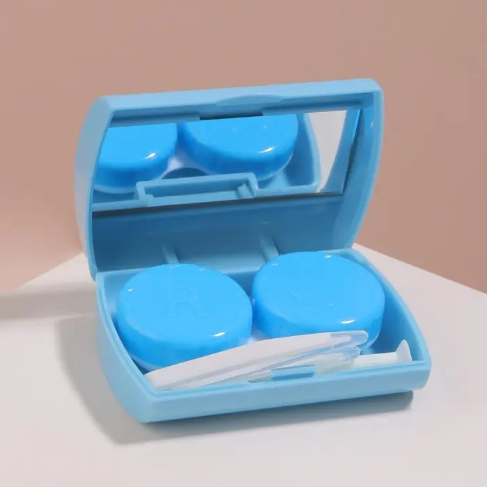 Набор для контактных линз, в футляре с зеркалом, 4 предмета, цвет МИКС Набор для контактных линз, в футляре с зеркалом, 4 предмета, цвет МИКС