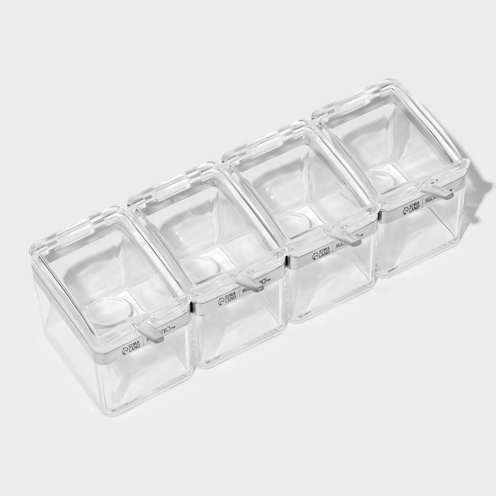 Набор для специй Набор для специй "Glace" 4 контейнера по 200 мл, 4 ложечки в комплекте