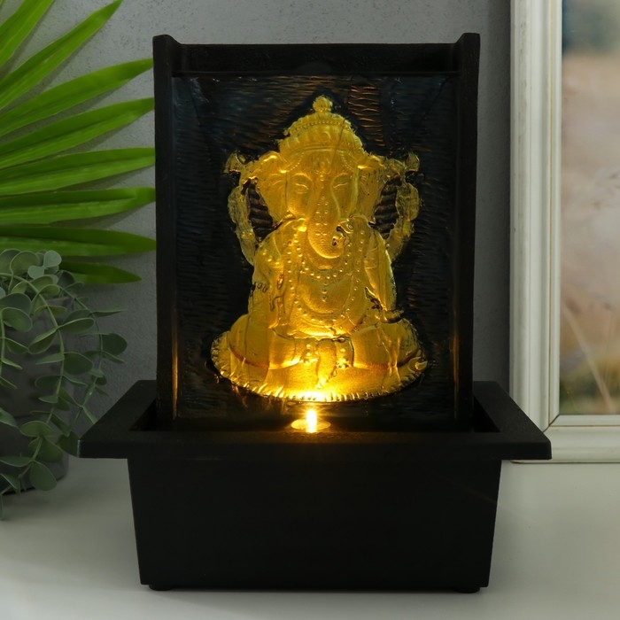 Фонтан настольный от сети, подсветка Фонтан настольный от сети, подсветка "Портрет сидящего Ганеша" 21х17х27 см