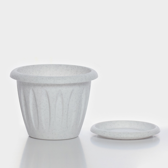 Горшок с поддоном «Фелиция», 400 мл, цвет мраморный Горшок с поддоном «Фелиция», 400 мл, цвет мраморный