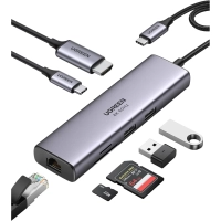 Разветвитель USB Ugreen CM512 (60515) USB-C Multifunction. Серый космос