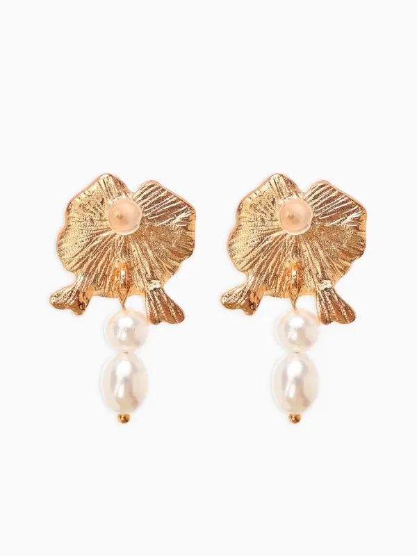 Серьги Серьги "Цветок кувшинки", цвет белый в золоте