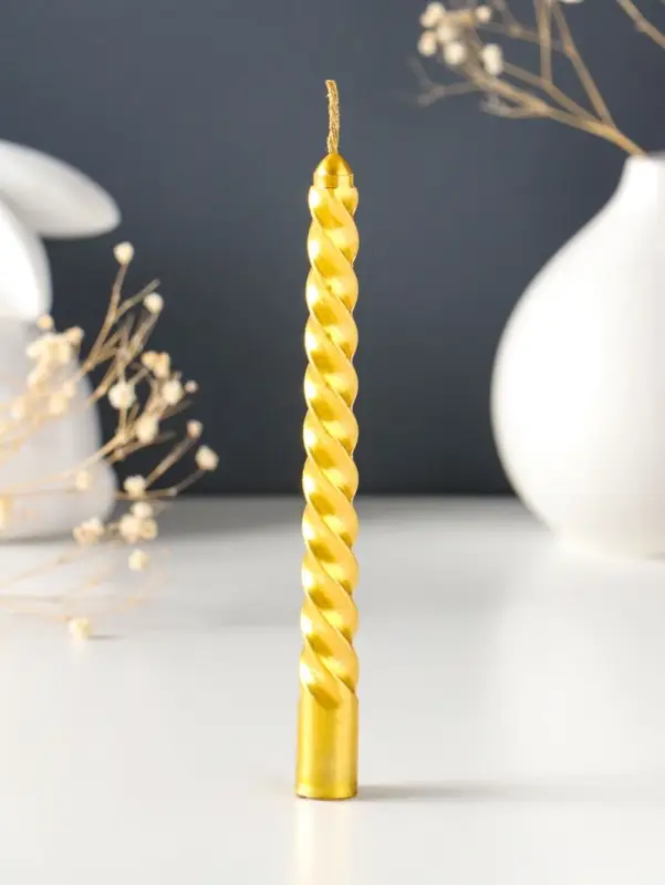 Набор свечей витых, 1.5&times;15 см, 3 шт., золотой