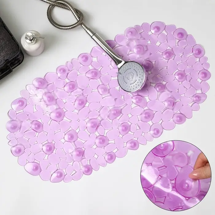 Коврик противоскользящий в ванну на присосках Доляна «Крупная галька», 35×65 см, цвет МИКС Коврик противоскользящий в ванну на присосках Доляна «Крупная галька», 35×65 см, цвет МИКС