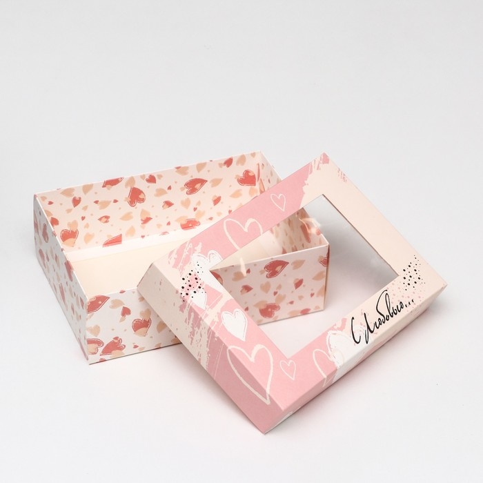 Коробка складная, с окном Коробка складная, с окном "С любовью" 21 х 15 х 7 см