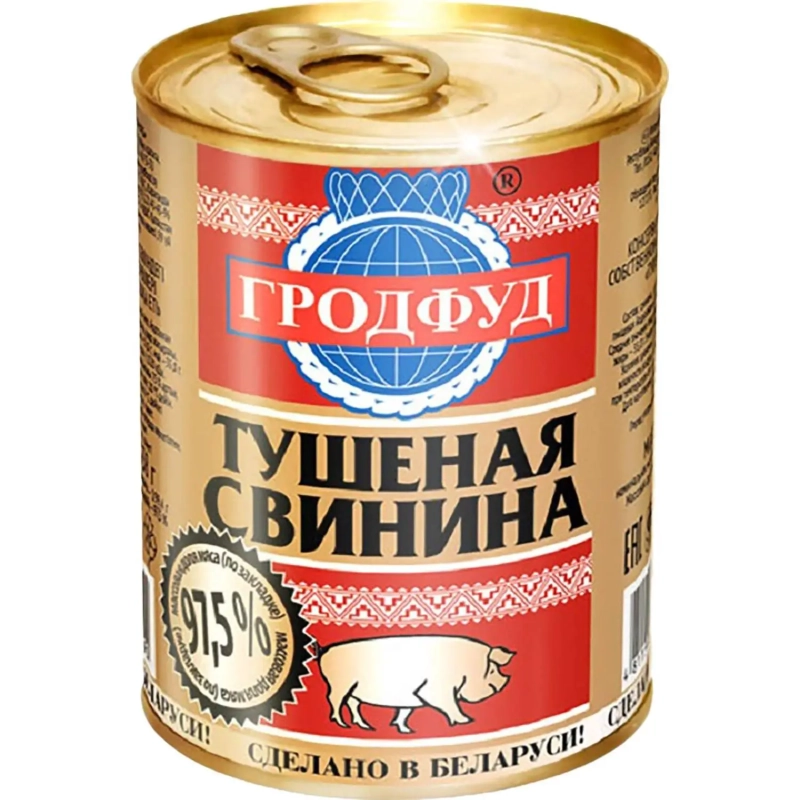 Тушенка Гродфуд свинина тушеная ж/б,338гр