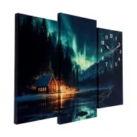 Часы-картина настенные, модульные &laquo;Северное сияние&raquo;, бесшумные, 58&times;78 см, триптих