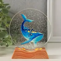 Сувенир стекло свет "Диск. Кит" 5хLED d=10 см, USB, цветной 10х4х11,4 см Сувенир стекло свет "Диск. Кит" 5хLED d=10 см, USB, цветной 10х4х11,4 см