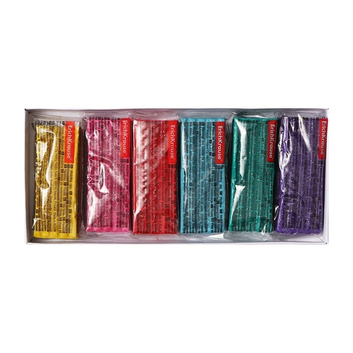 Пластилин 6 цветов, 108 г, ErichKrause Пластилин 6 цветов, 108 г, ErichKrause "Kids Space Animals Glitter", с блестками, со стеком, в картонной упаковке