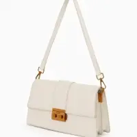 Сумка женская мессенджер TEXTURA на клапане, 26&times;8.5&times;14 см, молочная