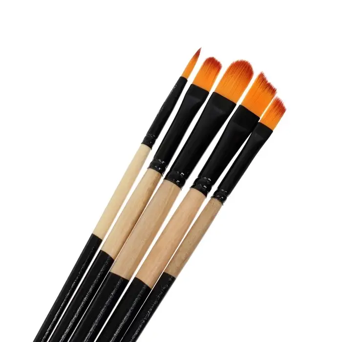 Набор кистей для рисования, нейлон, 5 штук: круглая, плоские, международный размер