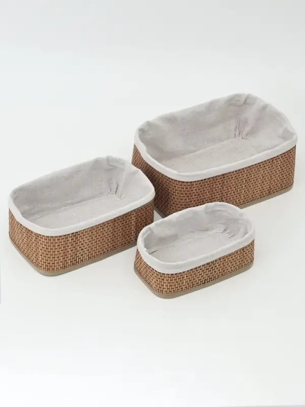 Корзины для хранения Naturel, прямоугольные, 3 шт.: от 22&times;12&times;8 см до 30&times;20&times;12 см