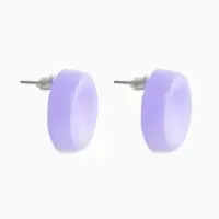 Серьги пластик "Леденец" круг 2 см с разводами белыми, цвет фиолетовый