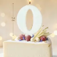 Свеча в торт &laquo;Соло. Цифра 0&raquo;, 8.2 см, белый блеск