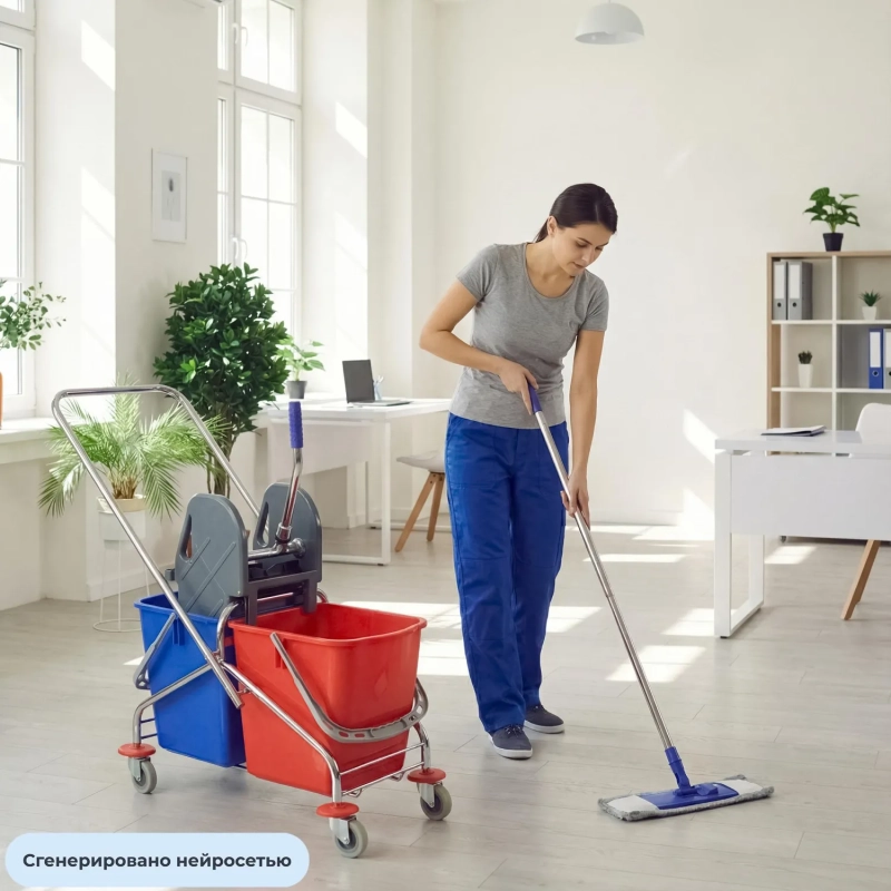 Тележка уборочная с отжимным прессом Luscan Prof 2х26л 86x41x90см