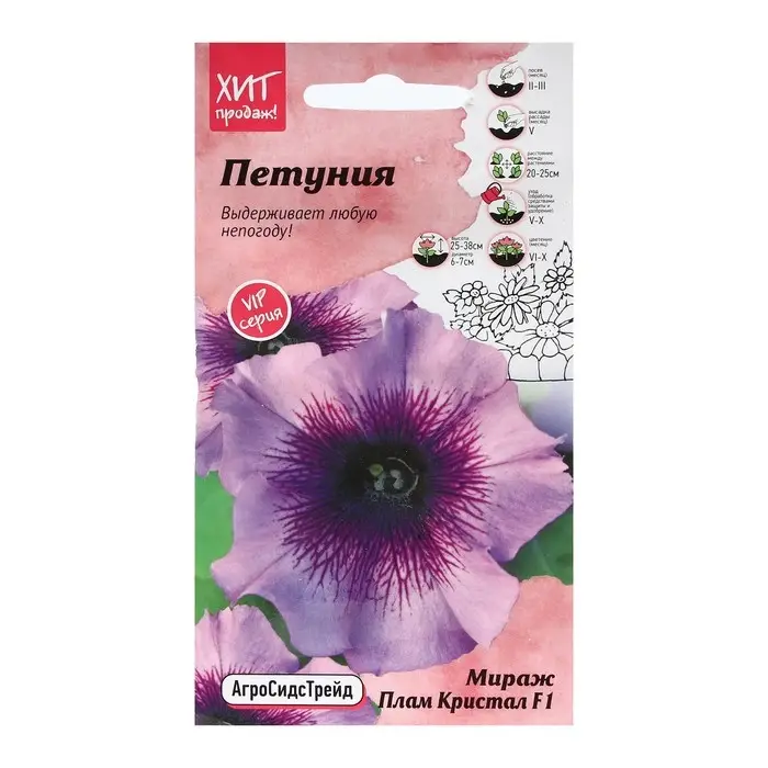 Семена Цветов  Петуния  Семена Цветов  Петуния "Мираж Плам Кристал", 10шт