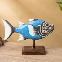 Сувенир "Рыба" дерево 25х7х18 см, цв. бирюзовый Сувенир "Рыба" дерево 25х7х18 см, цв. бирюзовый