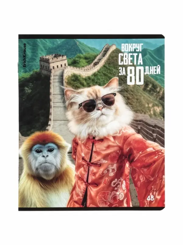 Тетрадь в клетку, 48 листов, ErichKrause. CatVoyage, обложка мелованный картон, МИКС