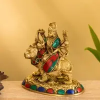 Сувенир "Дурга на тигре" латунь 6,5х10,5х11,5 см