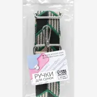 Ручка для сумки &laquo;Стрелки&raquo;, стропа, с карабинами, 139&plusmn;3&times;3.8 см, зелёная, чёрная
