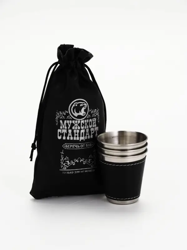 Стопки в чехле &laquo;Мужской стандарт&raquo;: нержавеющая сталь, набор 3 шт.&times;70 мл