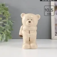 Фигурка керамика &laquo;Мишутка стесняшка в вязаном шарфике, стоит&raquo;, 10.5&times;5&times;5.5 см
