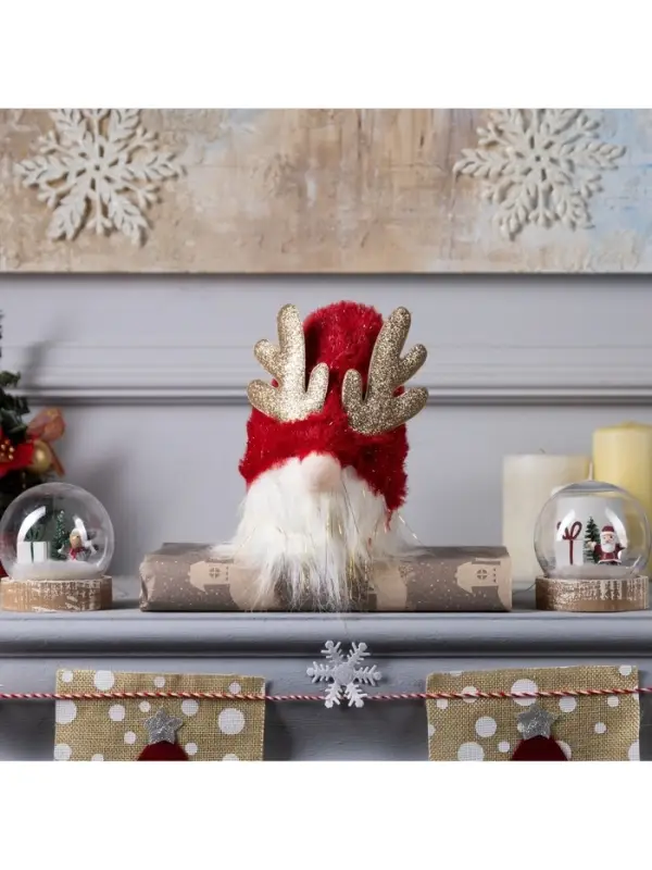 Светодиодная фигура &laquo;Гном красный&raquo; 12&times;19&times;12 см, текстиль, от батареек AG10&times;3, свечение тёплое белое