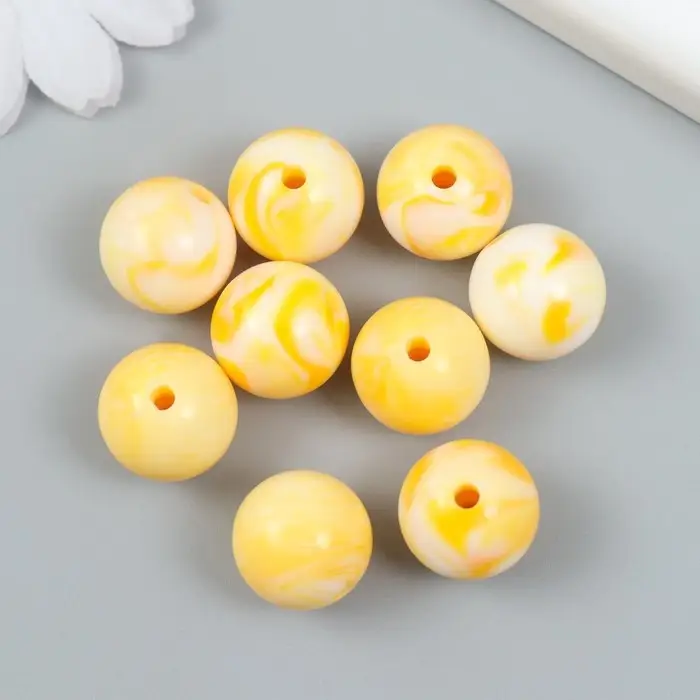 Бусины пластик "Разводы краски. Жёлтые" набор 20 гр d=1,6 см