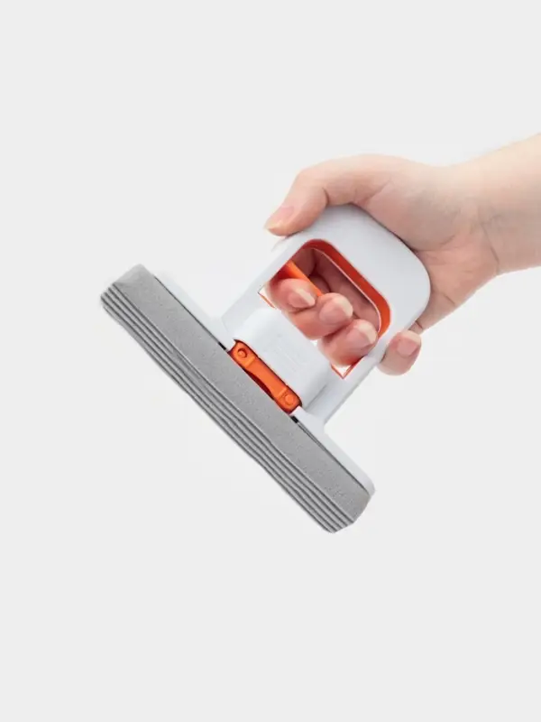 Мини швабра с насадкой ПВА с отжимом, насадка 14х3, серо-оранжевая