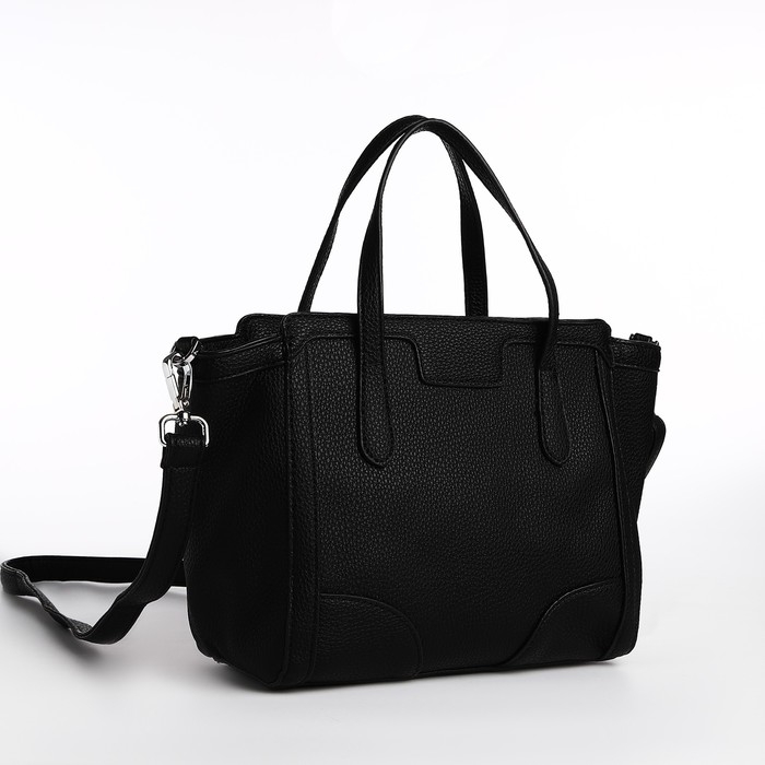 Сумка женская тоут на молнии, цвет чёрный