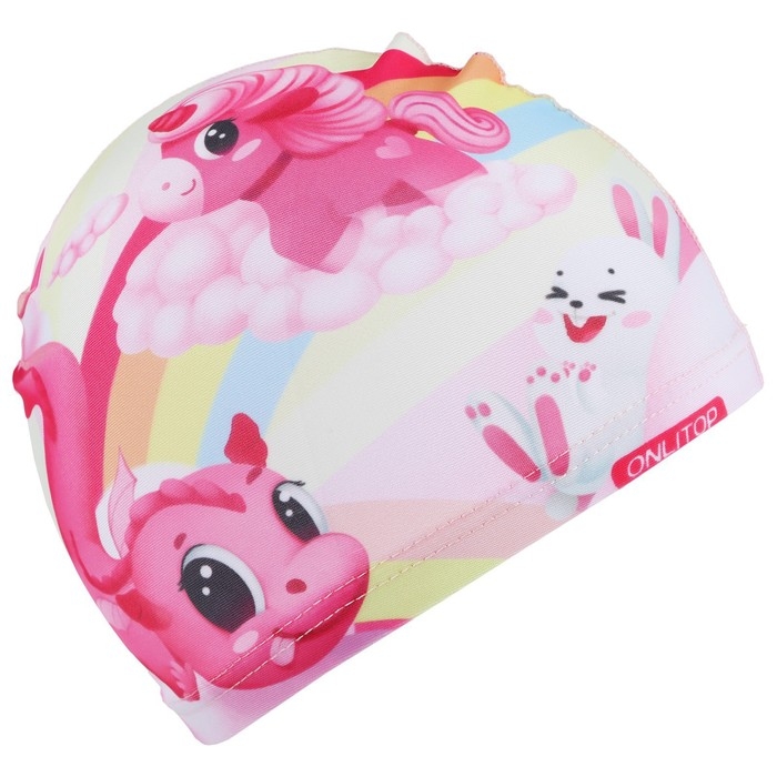Шапочка для плавания детская ONLYTOP Cute, тканевая, обхват 46-52 см Шапочка для плавания детская ONLYTOP Cute, тканевая, обхват 46-52 см