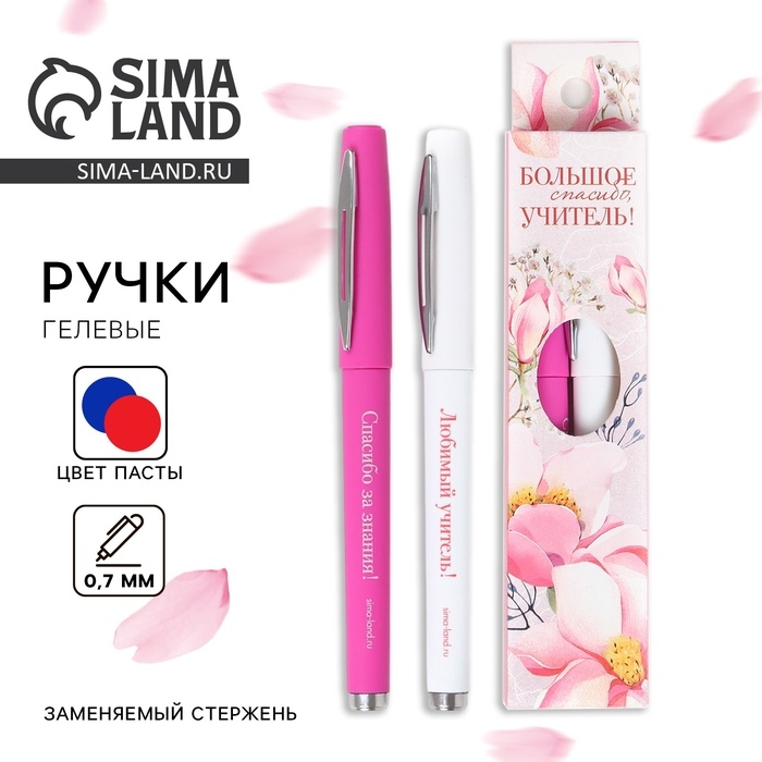 Ручка гелевая «Учителю: Большое спасибо, УЧИТЕЛЬ!», 2 шт., синяя и красная паста