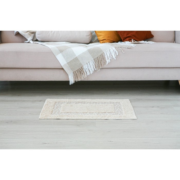 Коврик для дома Доляна «Листья», 50×80 см, цвет бежевый Коврик для дома Доляна «Листья», 50×80 см, цвет бежевый